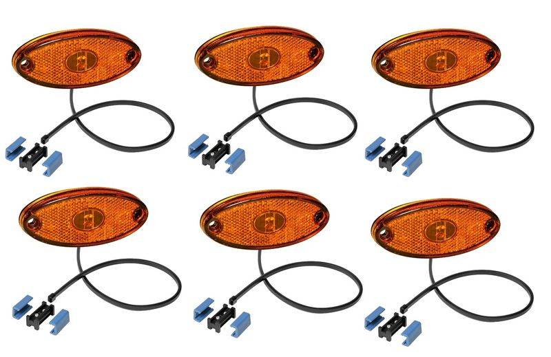 6 x Aspöck Seitenmarkierungsleuchte Flatpoint 2 LED Gelb 0,5m Kabel - 31-2309-027