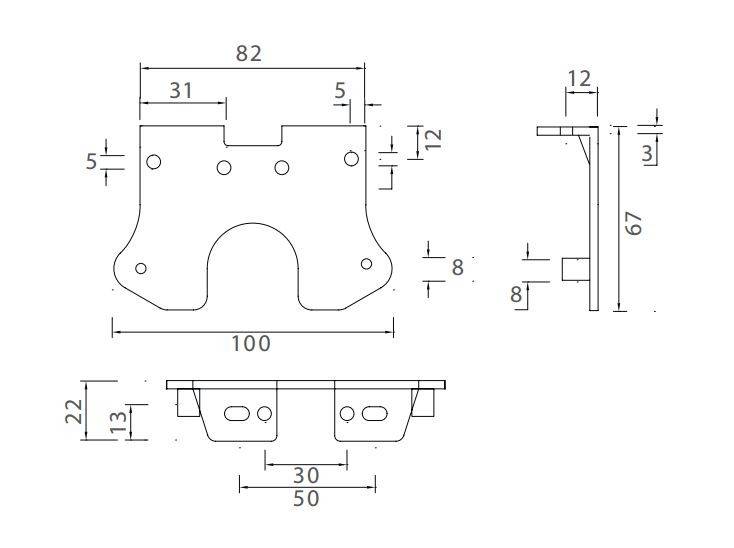 4 x Flatpoint 2 - Halter 90° „C“-Form - Aspöck Nr. 15-5321-207