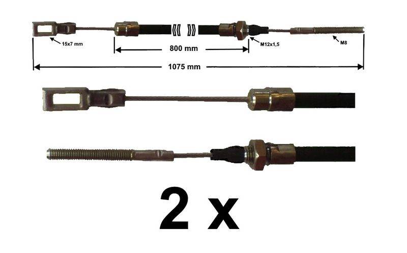 2 x Bremsseil für Peitz S234R - R234/76 - R160/76 - R205/83 - HL: 800mm - GL:1075 mm