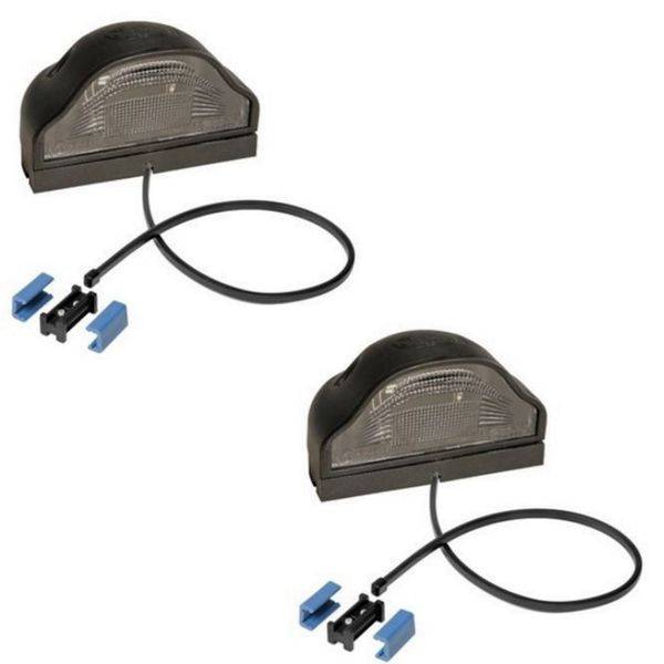 2 x Aspöck Regpoint Kennzeichenleuchte, DC Flachkabel 0,80 Meter + DC Verbinder