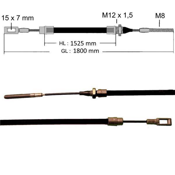 2 x Bremsseil für Peitz S234R - R234/76 Hüllen-Länge 1525mm - Gesamt-Länge:1800 mm