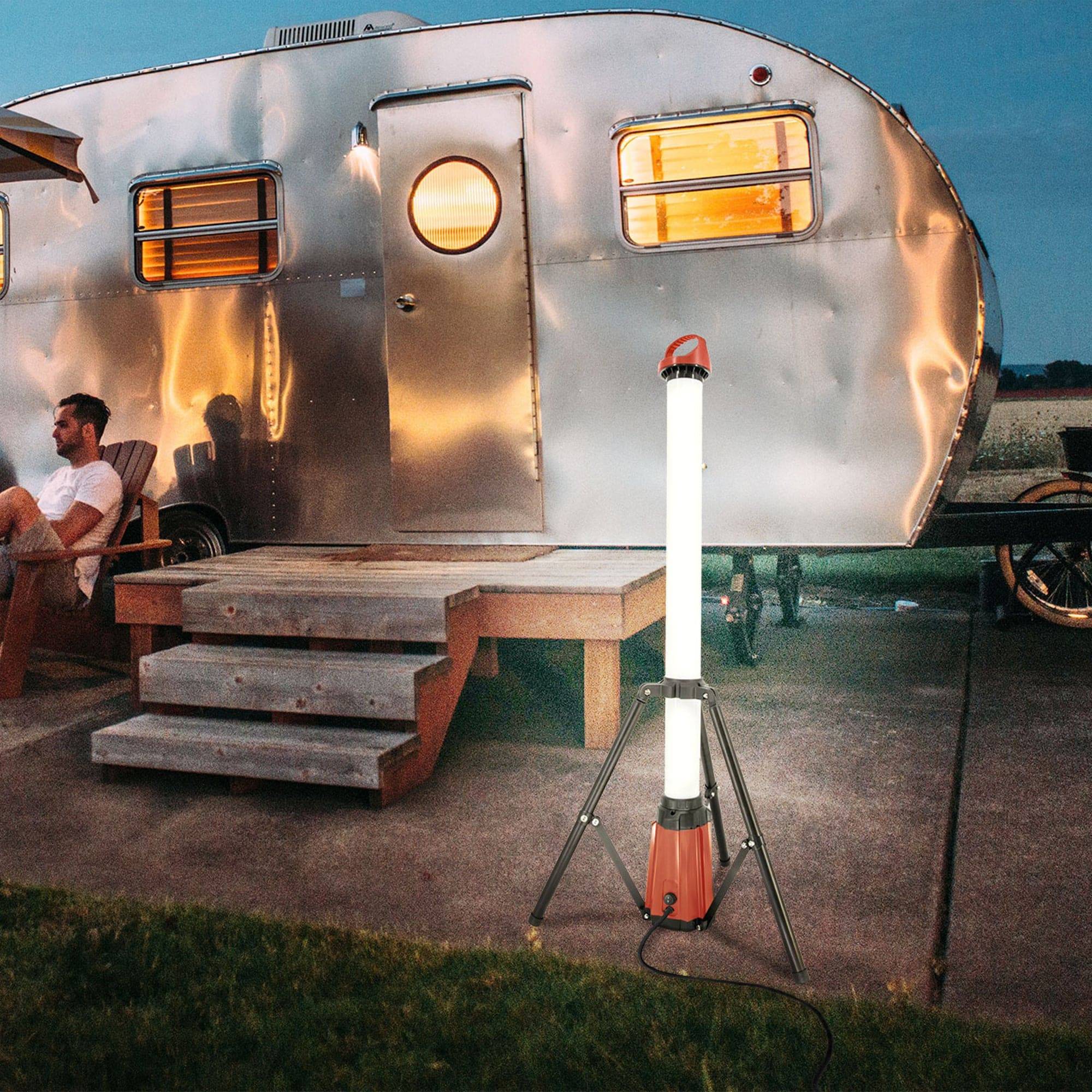 SCHMIDT security tools 360° Standleuchte WL2800 35 Watt 2800 Lumen LED Arbeitsleuchte Stativ Bau-Strahler IP65 kabelgebunden 1180mm 1,5m Netzkabel