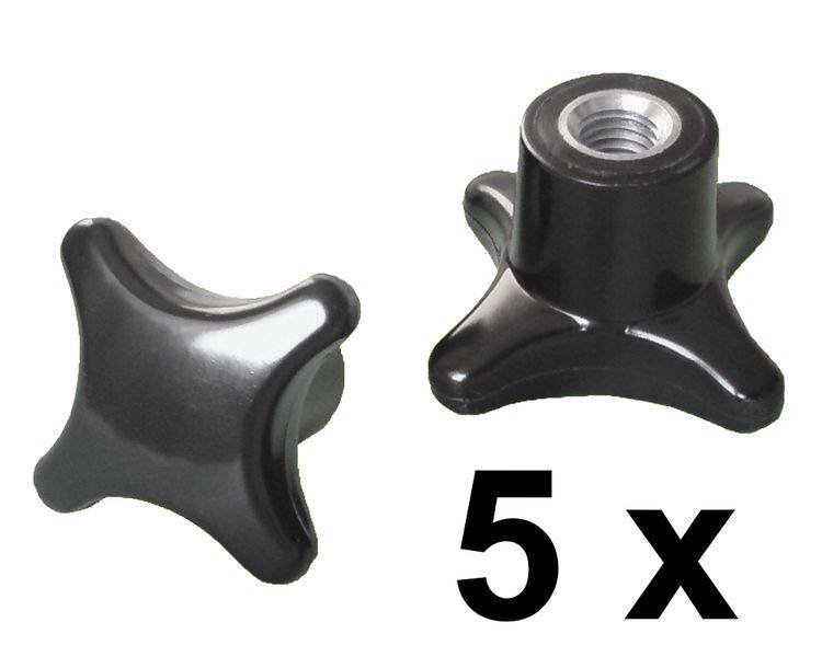 5 Stück Kreuzgriffmutter M12 - DIN 6335 Kreuzmutter Stahlgewinde Ø63 mm