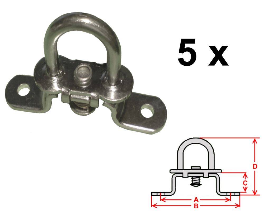 5 Stück - Drehverschluss für Ovalösen - verzinkt - 42x22mm - Hoch