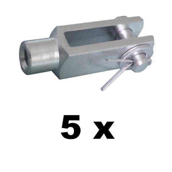 5 Stück - Gabelkopf 6x24 - M6 mit Splintbolzen DIN 71751 verzinkt