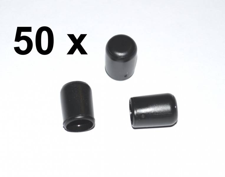50 x Kappe für Rundrohr D=8 mm L=12 mm schwarz PVC