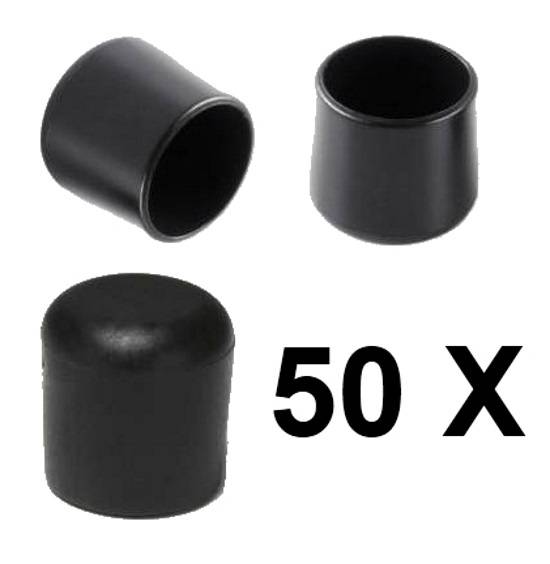 50 x Kappe für Rundrohr D=10/11 mm L=12,5 mm schwarz PVC