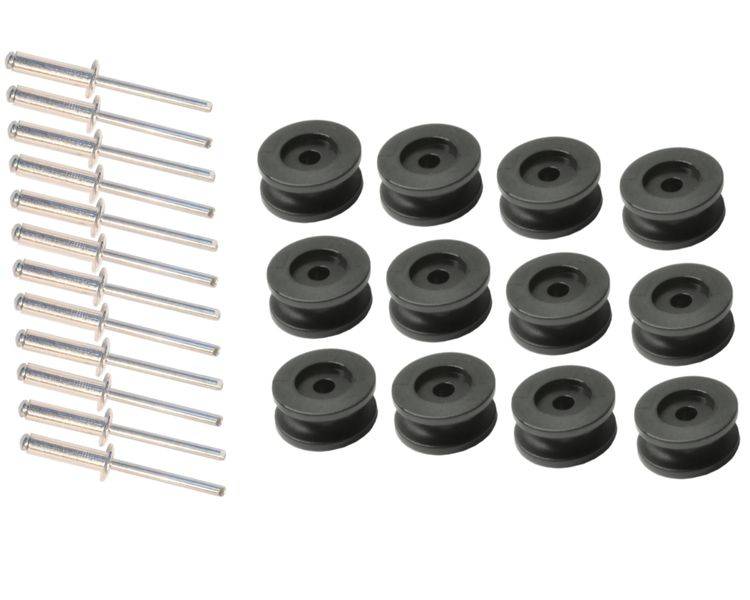 12 Stück - Rundknopf für 6 - 8 mm Expanderseil + 12 Alunieten