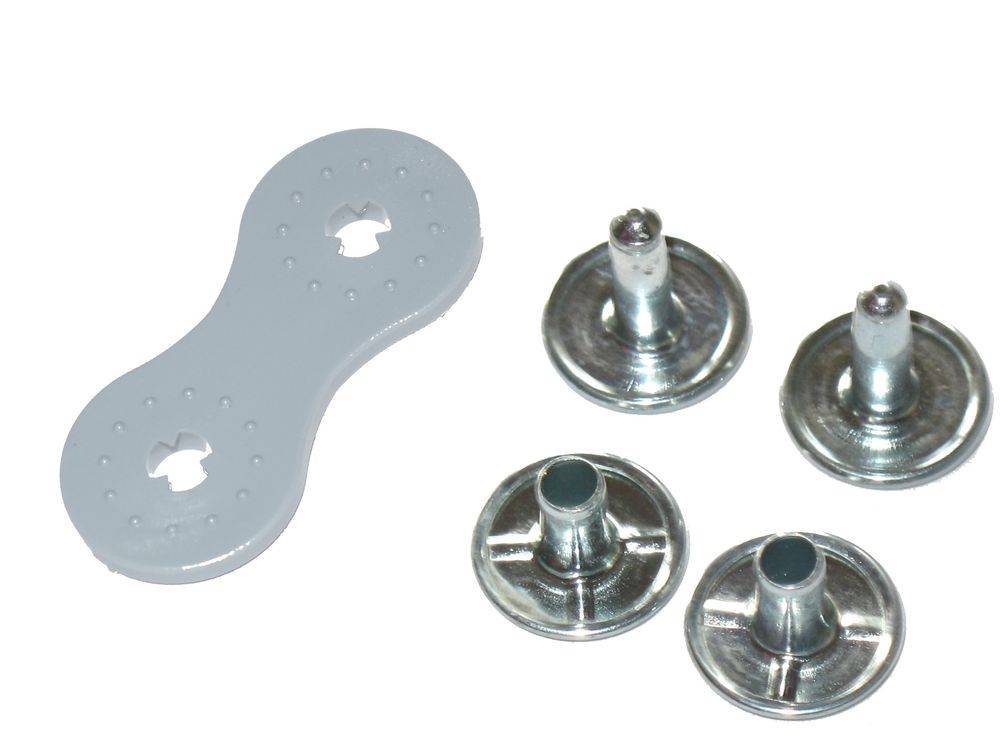 5 x Doppel Calott Nieten mit Gegenplatte Set. Fast ohne Werkzeug vernieten