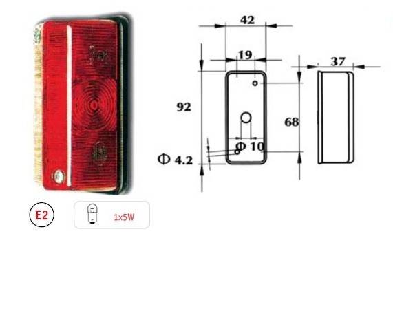 1 x Begrenzungsleuchte Umrißleuchte rot/weiß + Glühbirne