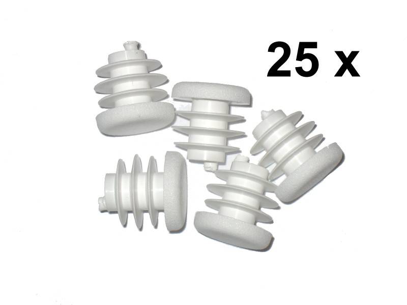 25 x Lamellenstopfen Rundrohrstopfen Ø 15 mm (Außen) Stopfen WEISS