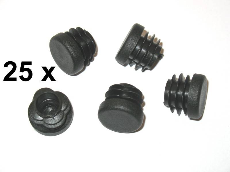 25 x Lamellenstopfen Rundrohrstopfen Ø 20 mm (Außen) Stopfen SCHWARZ