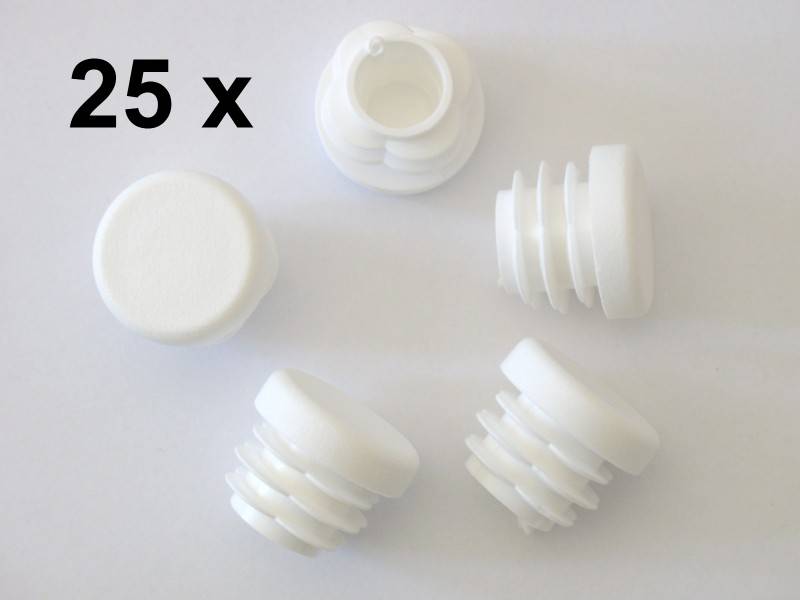 25 x Lamellenstopfen Rundrohrstopfen Ø 20 mm (Außen) Stopfen WEISS