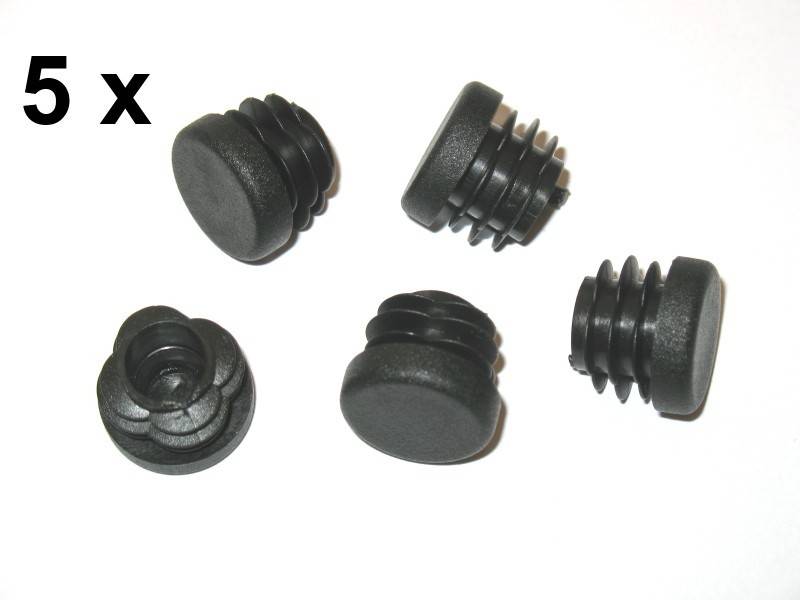 5 Stück -Lamellenstopfen Rundrohrstopfen Ø 25 mm (Außen) Stopfen SCHWARZ - 3,0 bis 5,0 mm