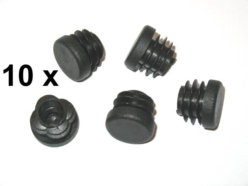 10 Stück -Lamellenstopfen Rundrohrstopfen Ø 25 mm (Außen) Stopfen SCHWARZ - 3,0 bis 5,0 mm