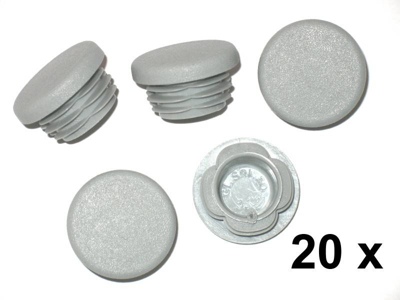 20 Stück - Lamellenstopfen Rundrohrstopfen Ø30 mm (Außen) Stopfen GRAU