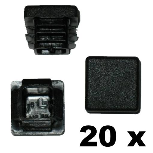 20 x Lamellenstopfen Vierkantrohrstopfen 20 x20 mm (Außen) Stopfen SCHWARZ