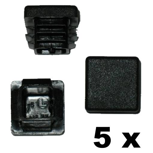 5 x Lamellenstopfen Vierkantrohrstopfen 22 x 22 mm (Außen) Stopfen SCHWARZ