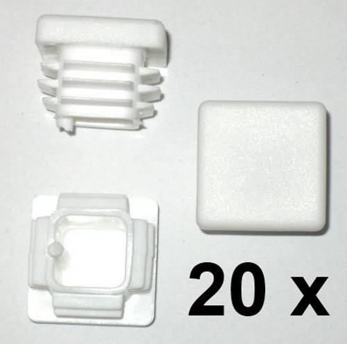 20 x Lamellenstopfen Vierkantrohrstopfen 22 x 22 mm (Außen) Stopfen WEISS