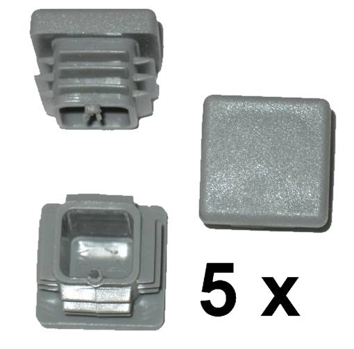 5 x Lamellenstopfen Vierkantrohrstopfen 22 x 22 mm (Außen) Stopfen GRAU