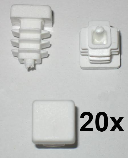 20 x Lamellenstopfen Vierkantrohrstopfen 10 x 10 mm (Außen) Stopfen WEISS