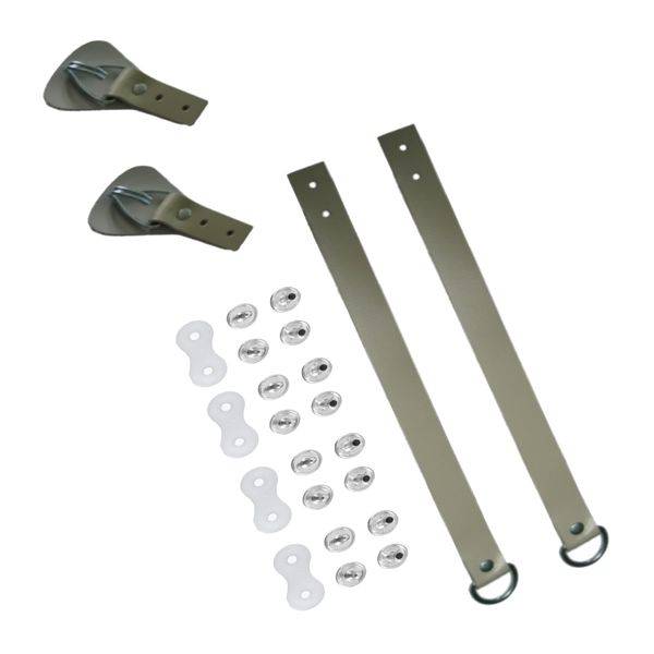 2 x Aufrollkappe + 2 x Aufrollriemen + 4 x Calott Nieten Riemenlänge 400 mm