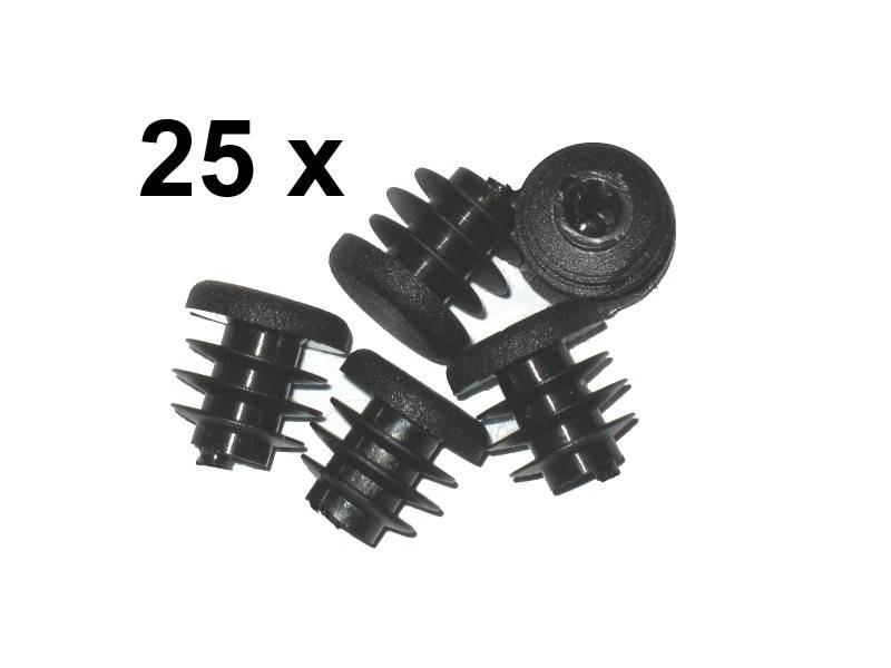 25 Stück Lamellenstopfen Rundrohrstopfen Ø 18 mm (Außen) Stopfen SCHWARZ