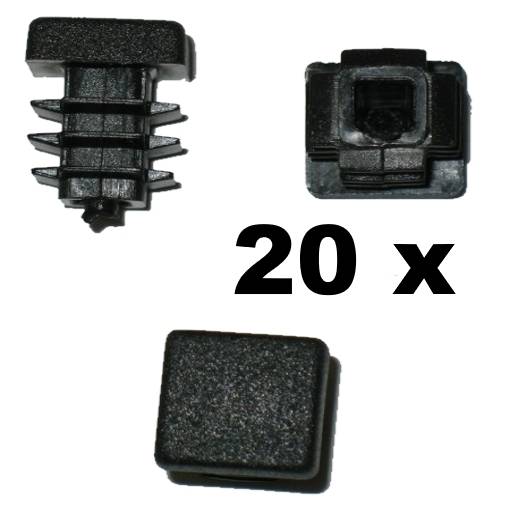 20 x Lamellenstopfen Vierkantrohrstopfen 15 x 15 mm (Außen) Stopfen SCHWARZ