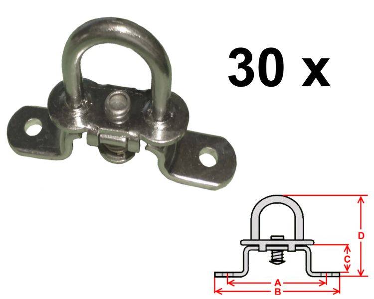 30 Stück - Drehverschluss für Ovalösen - verzinkt - 42x22mm - Hoch