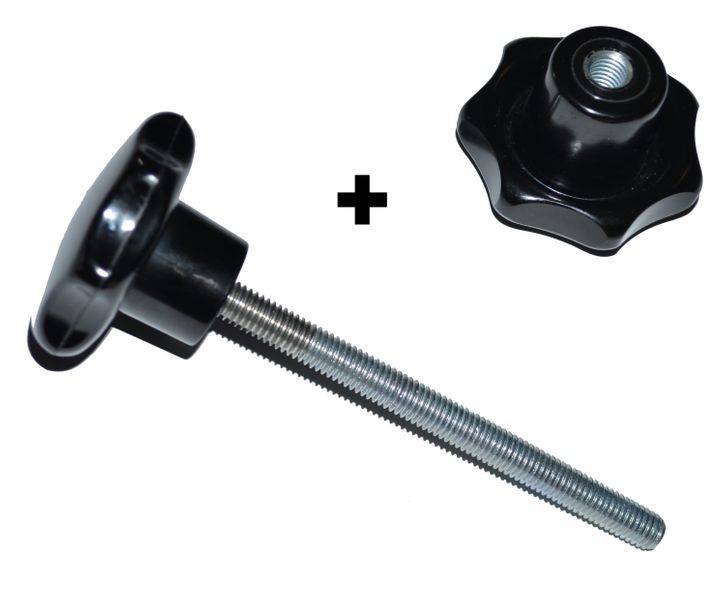 1 Stück - Sterngriffschraube M8 x 50 mm DIN6336 A schwarz Ø 40 + Sterngriffmutter