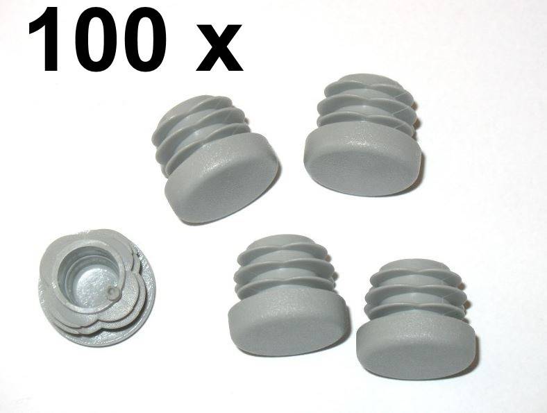 100 x Lamellenstopfen Rundrohrstopfen Ø 20 mm (Außen) Stopfen GRAU