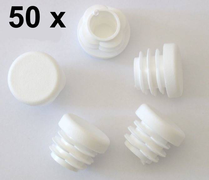 50 x Lamellenstopfen Rundrohrstopfen Ø 20 mm (Außen) Stopfen WEISS