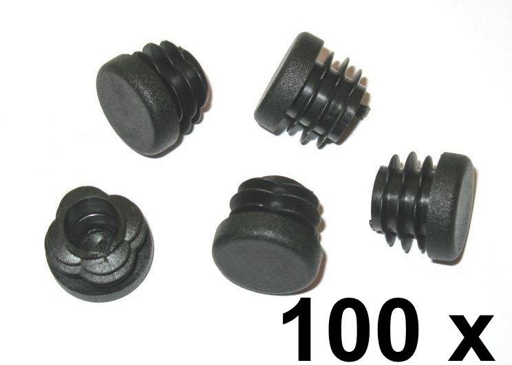 100 x Lamellenstopfen Rundrohrstopfen Ø 20 mm (Außen) Stopfen SCHWARZ