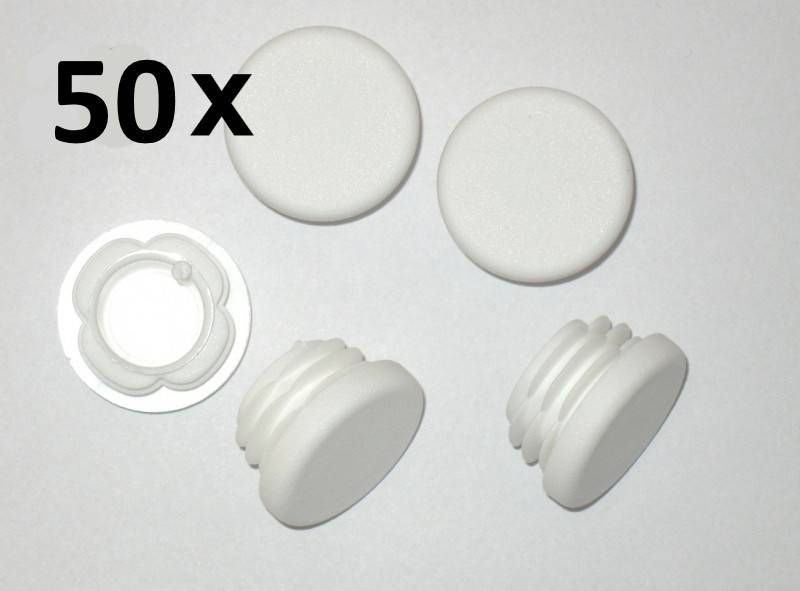 50 x Lamellenstopfen Rundrohrstopfen Ø 25 mm (Außen) Stopfen WEISS