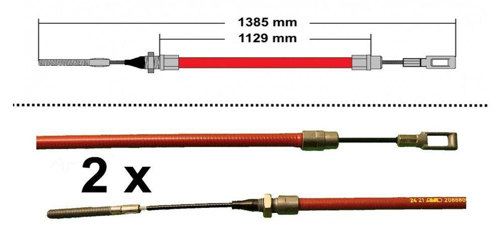 2x ALKO - Bremsseil Longlife - HL: 1129mm - GL: 1385mm 208.880.04.01