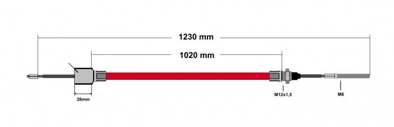 2 x ALKO - Bremsseil Longlife - HL: 1020mm - GL: 1230mm mit Gewinde, Pressnippel + Glocke