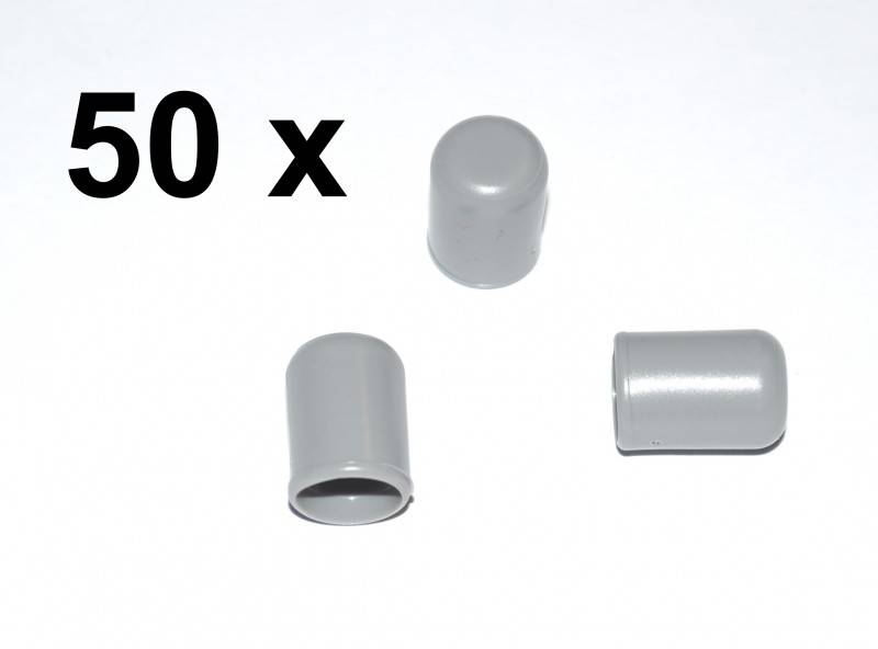 50 x Kappe für Rundrohr D=8 mm L=12 mm grau PVC