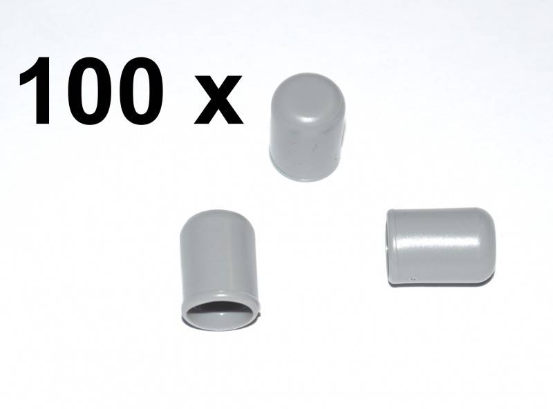 100 x Kappe für Rundrohr D=8 mm L=12 mm grau PVC