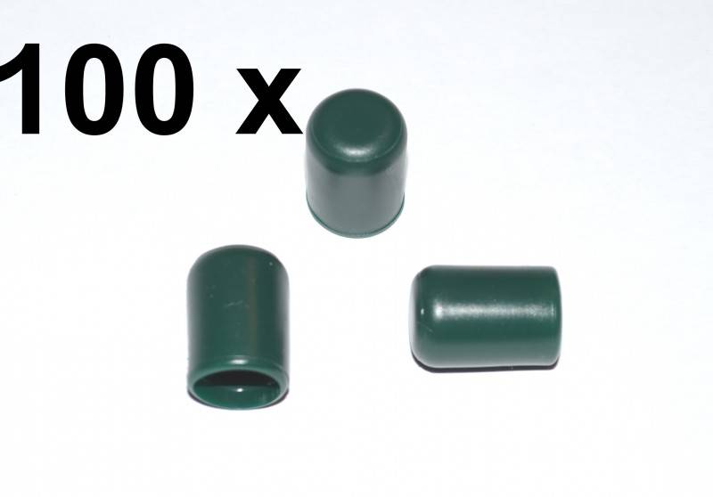 100 x Kappe für Rundrohr D=8 mm L=12 mm grün PVC