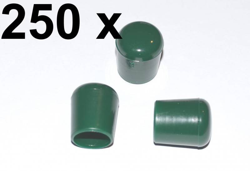 250 x Kappe für Rundrohr D=10/11 mm L=12,5 mm grün PVC