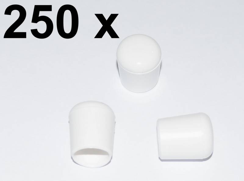 250 x Kappe für Rundrohr D=10/11 mm L=12,5 mm weiss PVC