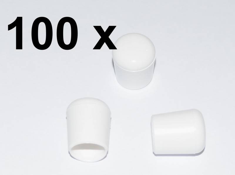 100 x Kappe für Rundrohr D=12/13 mm L= 15 mm weiss PVC