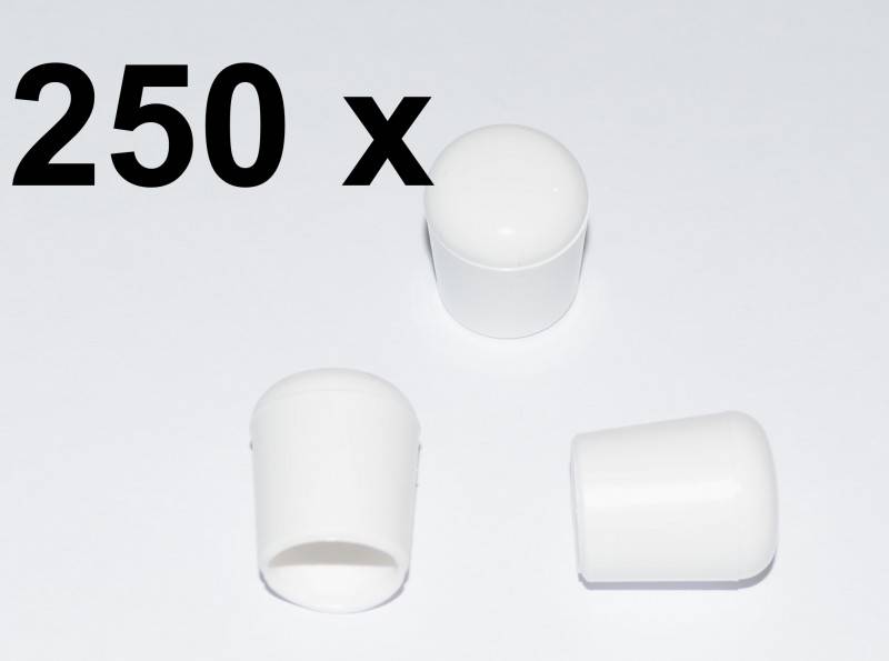 250 x Kappe für Rundrohr D=12/13 mm L= 15 mm weiss PVC