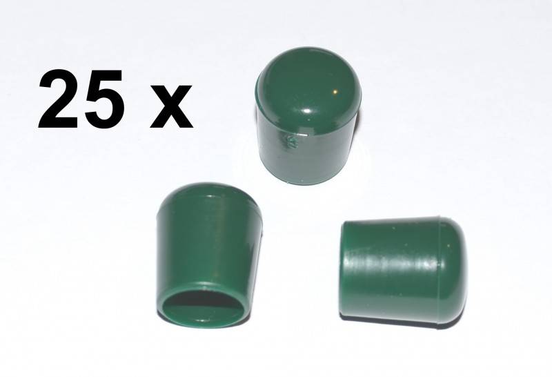 25 x Kappe für Rundrohr D=16 mm L=20 mm grün PVC