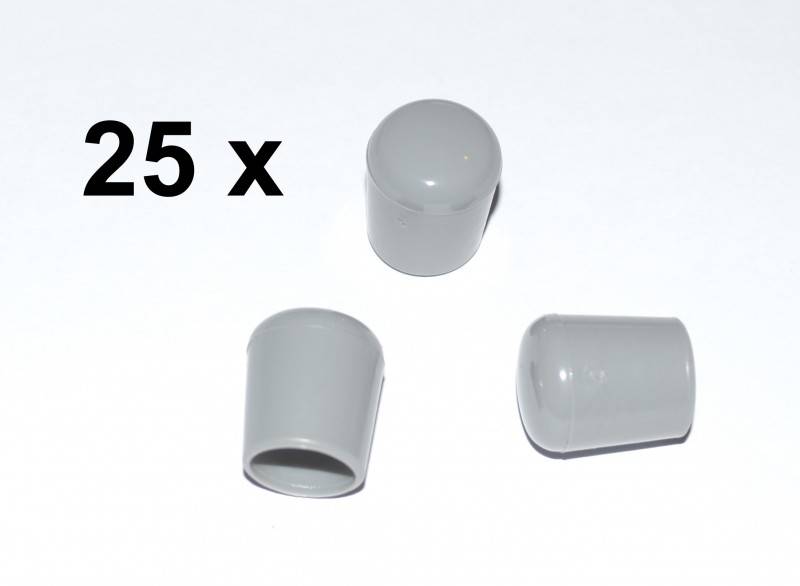 25 x Kappe für Rundrohr D=18 mm L=21 mm grau PVC