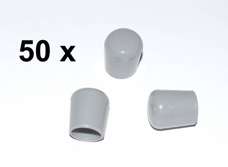 50 x Kappe für Rundrohr D=18 mm L=21 mm grau PVC