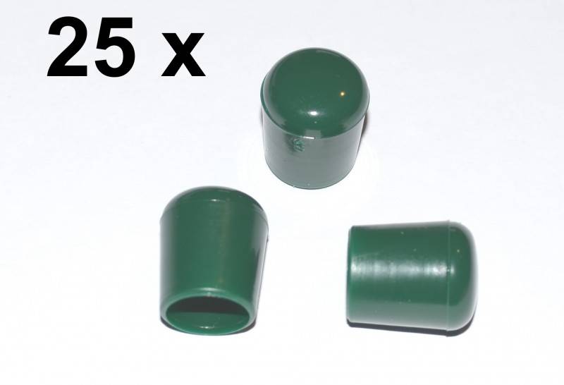 25 x Kappe für Rundrohr D=18 mm L=21 mm grün PVC