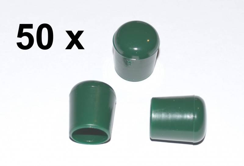 50 x Kappe für Rundrohr D=18 mm L=21 mm grün PVC