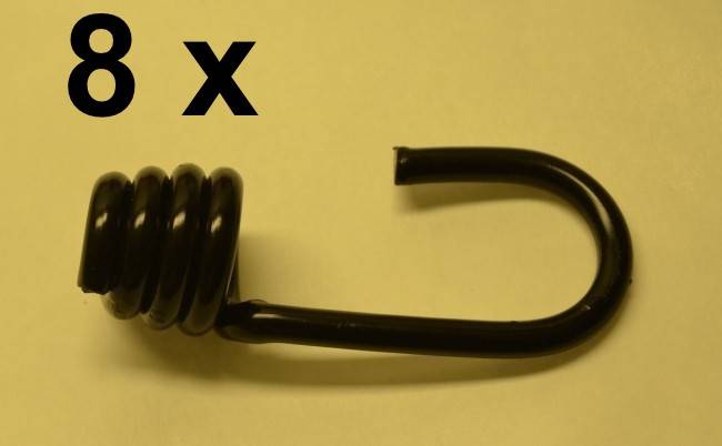 8 x Spiralhaken schwarz für 6 mm Expanderseil