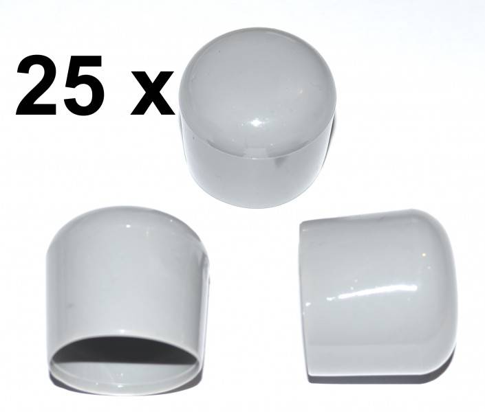25 Stück - Kappe für Rundrohr D=20 mm L= 20 mm grau PVC